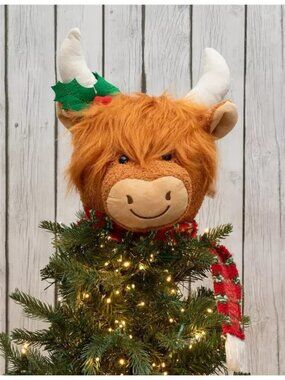 Robert Stanley Christmas Classics Plush Highland Cow Tree Topper NWT